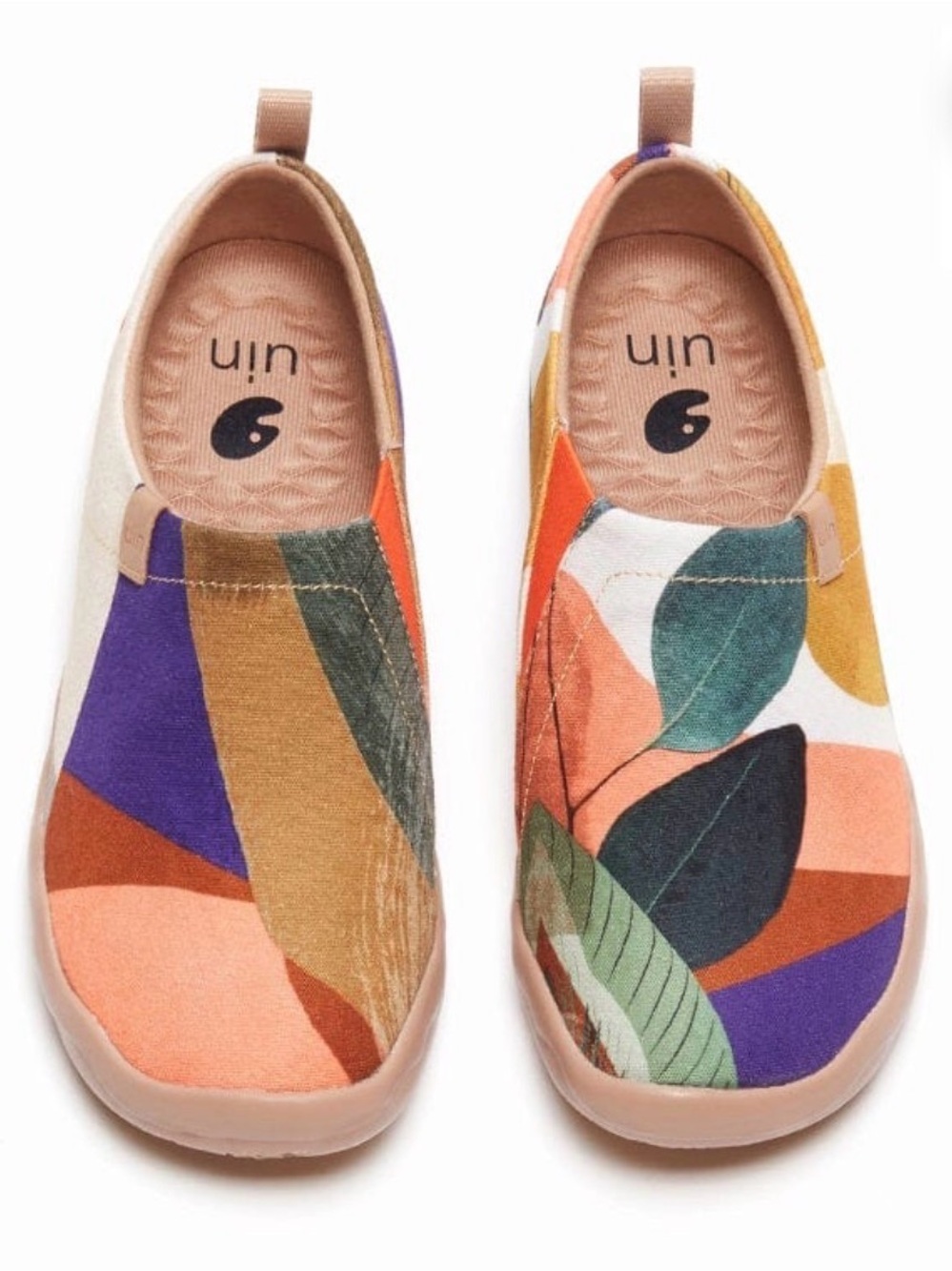 UIN Women's Slip-On Walking Travel Sneakers in Green, Purple, Orange, Peach